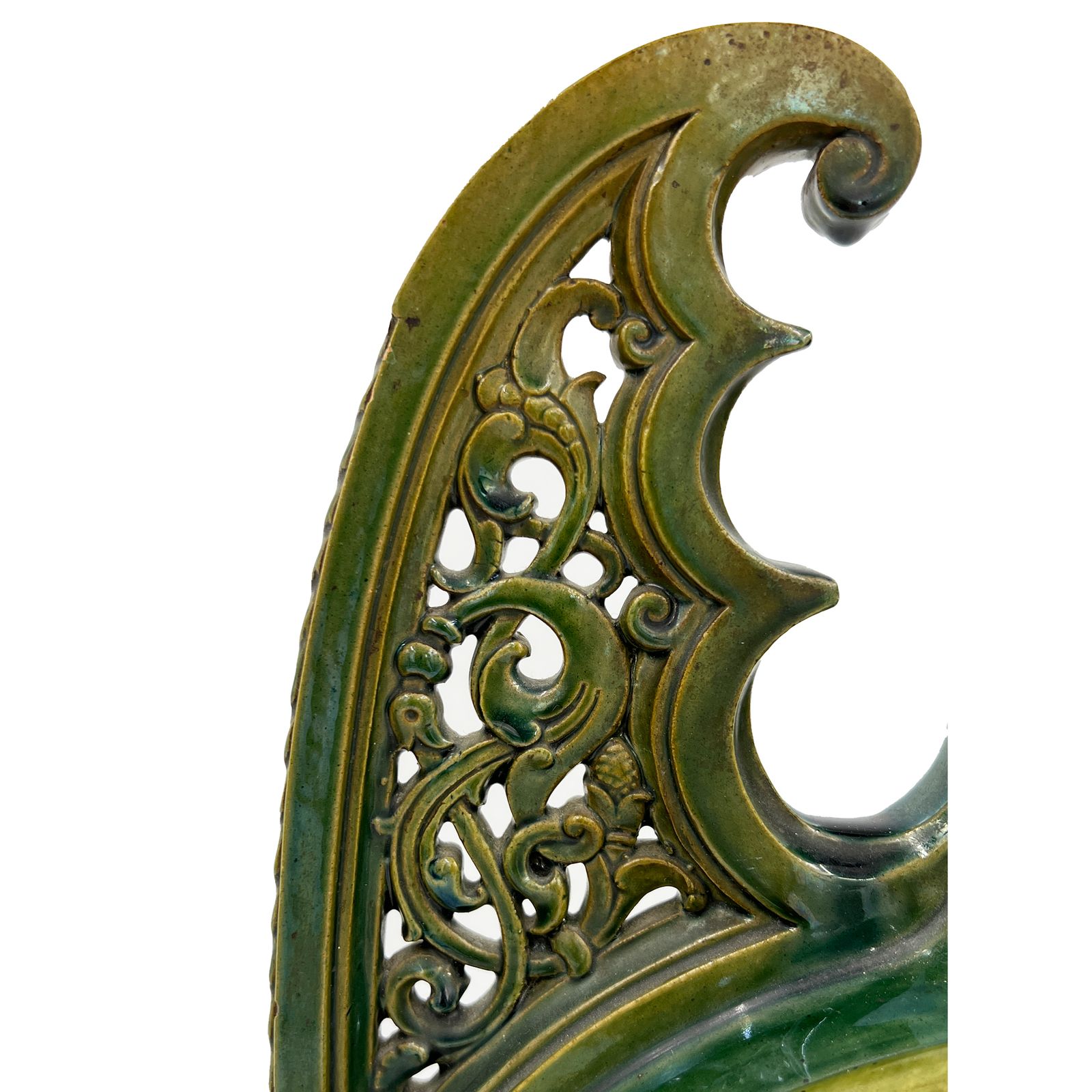 Pair Of Green Hispano Moresque Glazed Ceramic Candlesticks/Vases, 19th Century, Spain photo vinterior