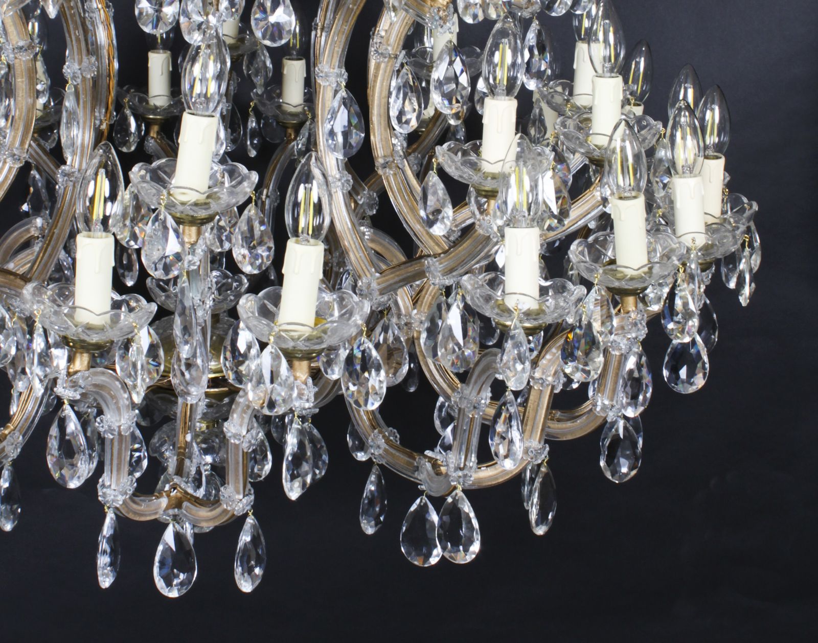 Antique Pair English 41 Light Ballroom Crystal Chandeliers C1920 photo 14000.0