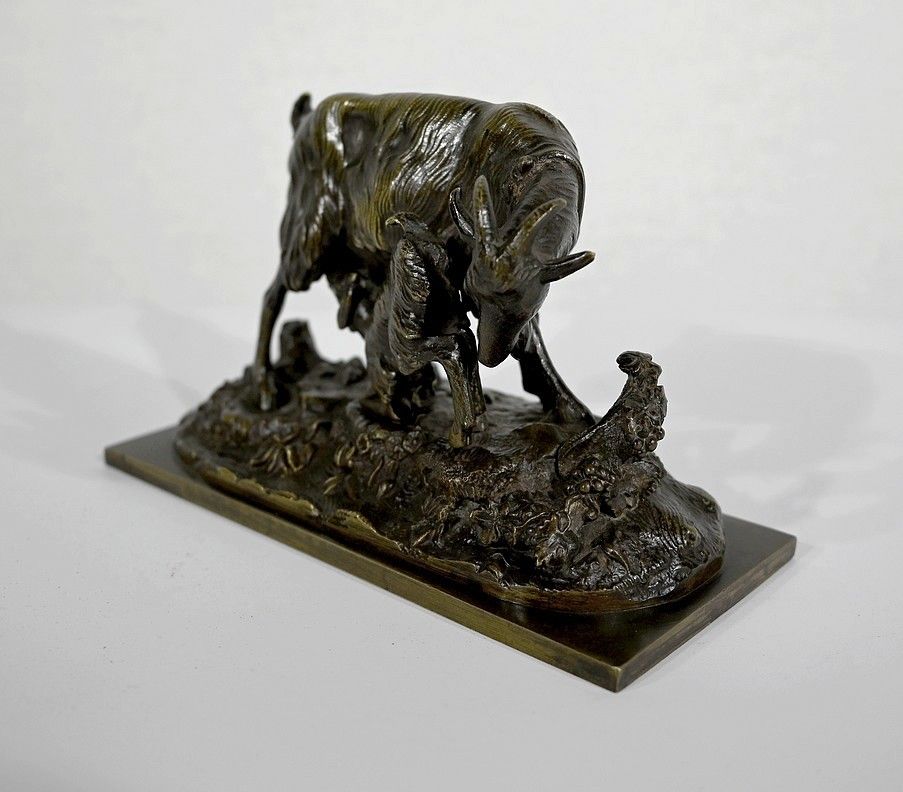 Bronze “The Goat And Its Kid” – Late 19th Century photo furniture