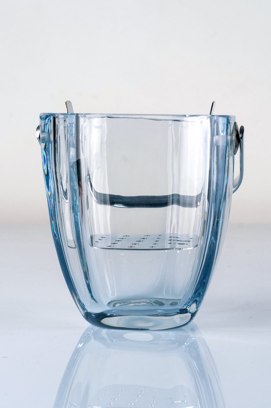 Ice Bucket Aquamarine Crystal Glass By Asta Strömberg For Strömbergshyttan, Sweden 1960s photo for sale