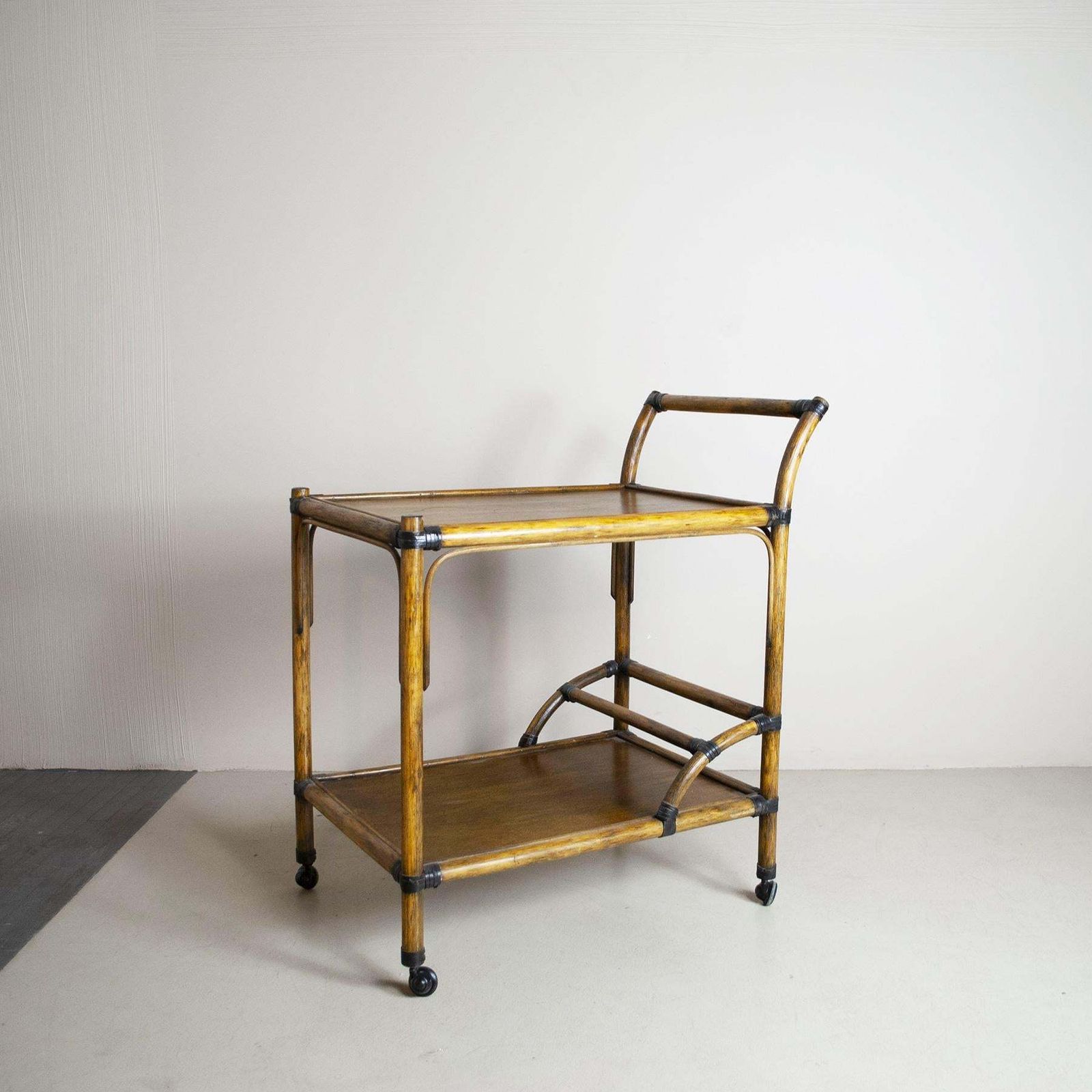 Italian Midcentury Trolley Bar In Bamboo photo vinterior