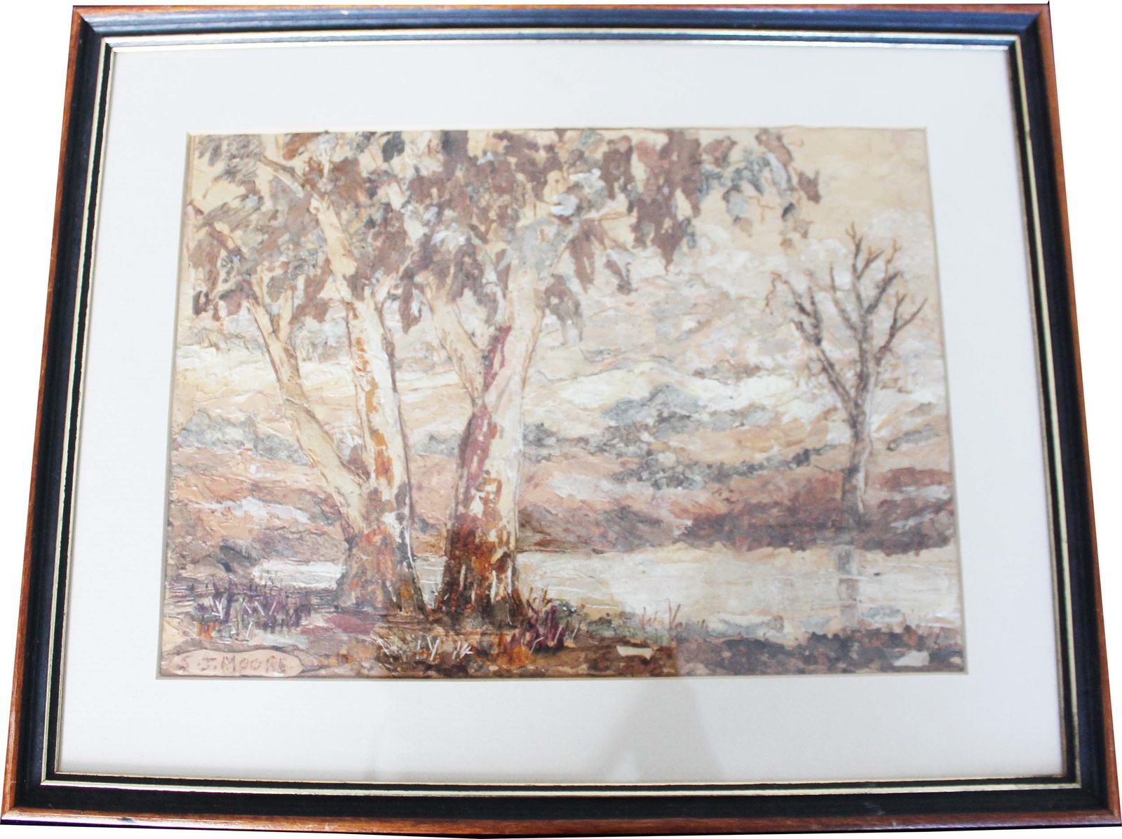 photo buy Vintage Australian Bark Collage Pictures Set Of Two Signed