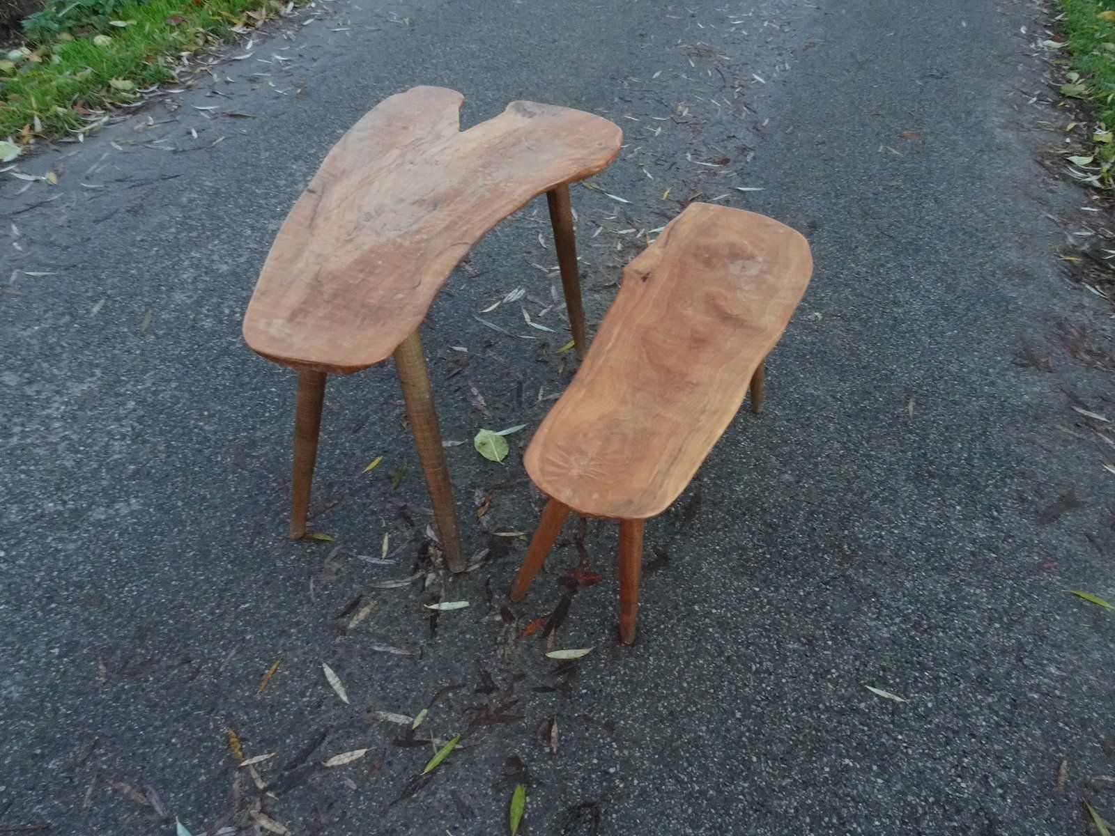 Brutalist Organic Freeform Nesting Tables In Walnut, Set Of 2 photo 951.08