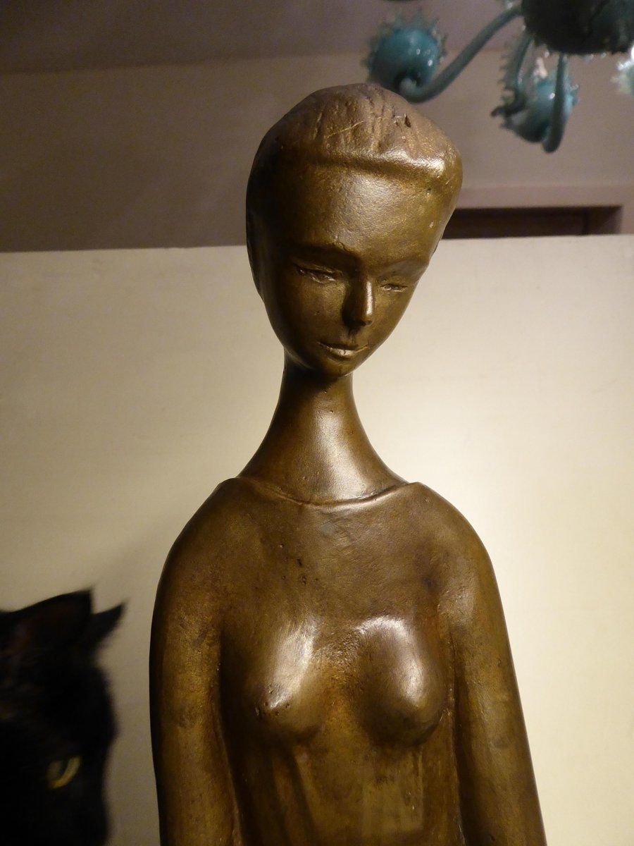 Seated Mother With Child, 1970s, Bronze photo vintage