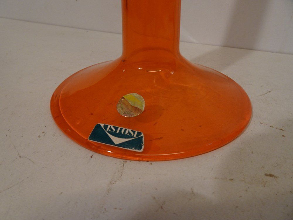 Huge Orange Art Glass Luciano Viscosi Candlestick photo for sale