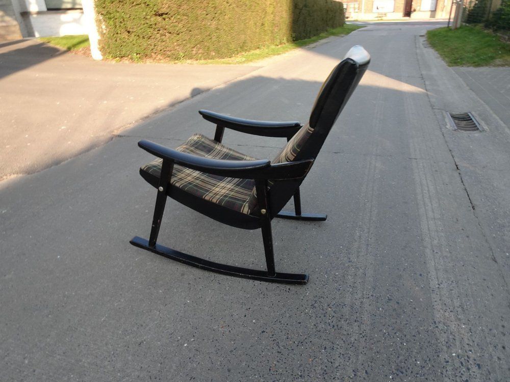 Scandinavian Black Rocking Chair, 1950s photo furniture
