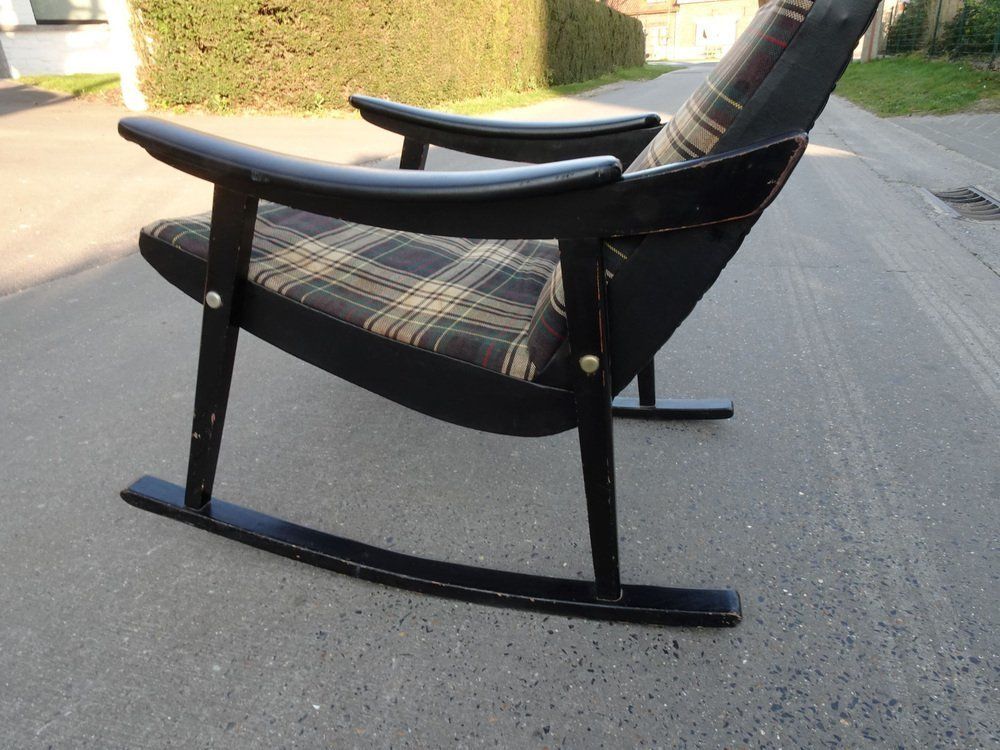 Scandinavian Black Rocking Chair, 1950s photo for sale