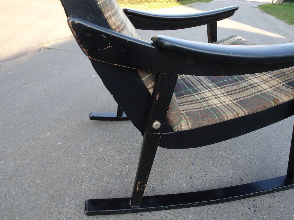 Scandinavian Black Rocking Chair, 1950s photo vinterior