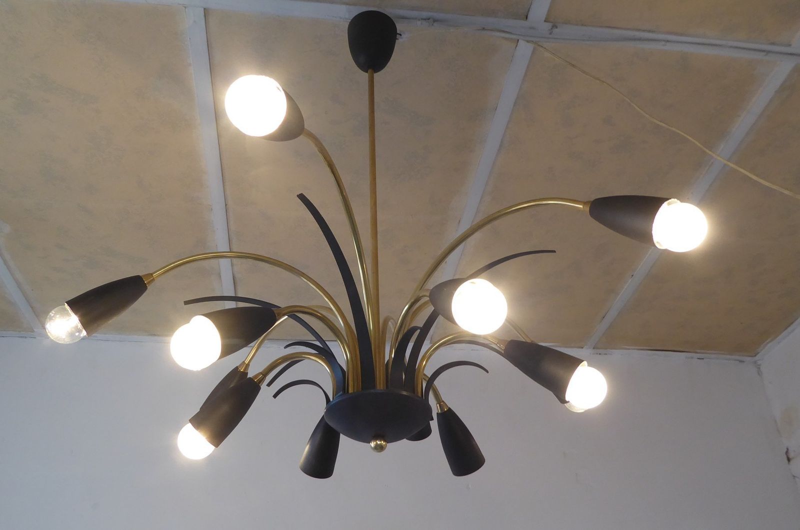 Italian Black Sputnik Spider Ceiling Lamp From Stilnovo, 1950s photo buy