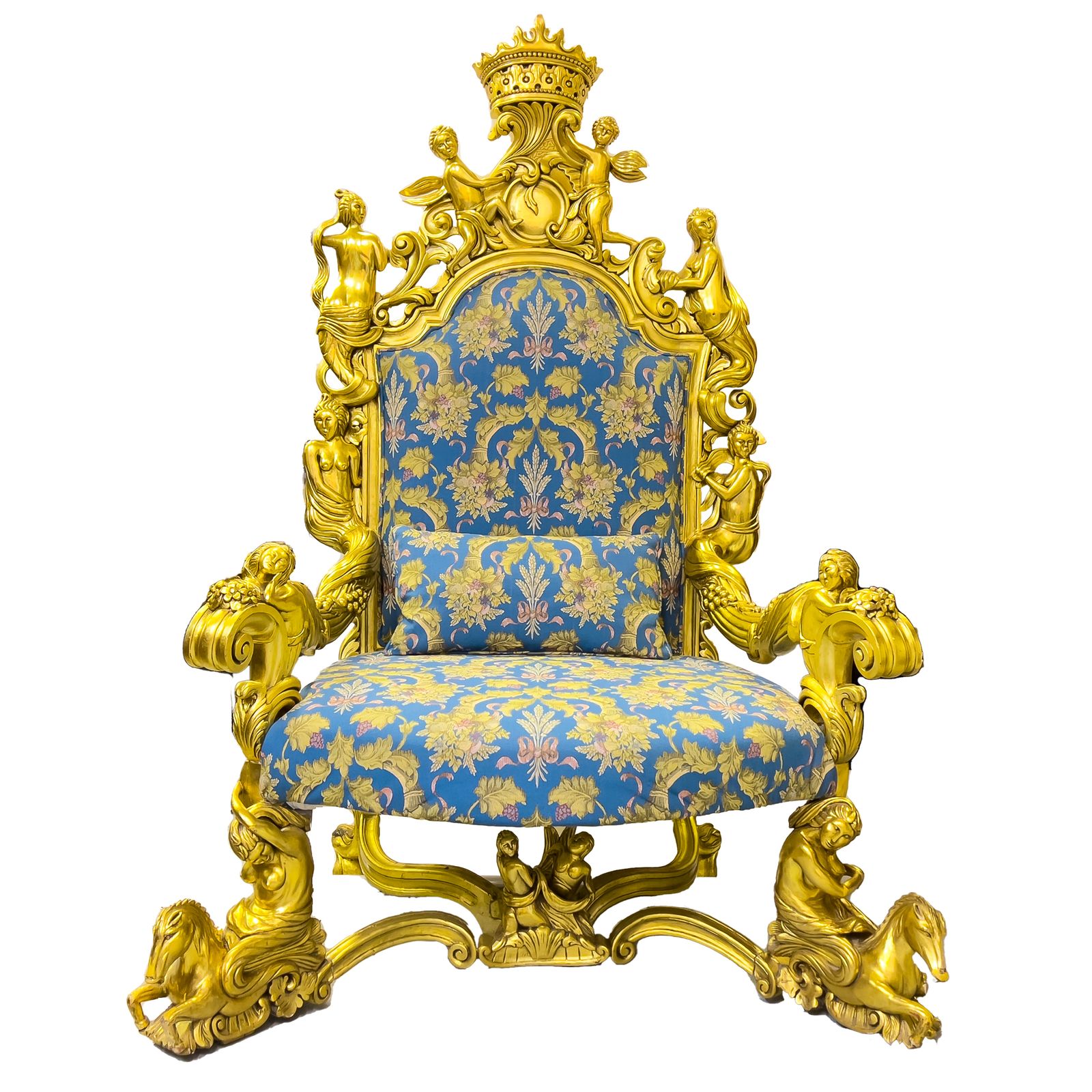 Piece Unique Large Carved Gilt Wood Arm Chair
