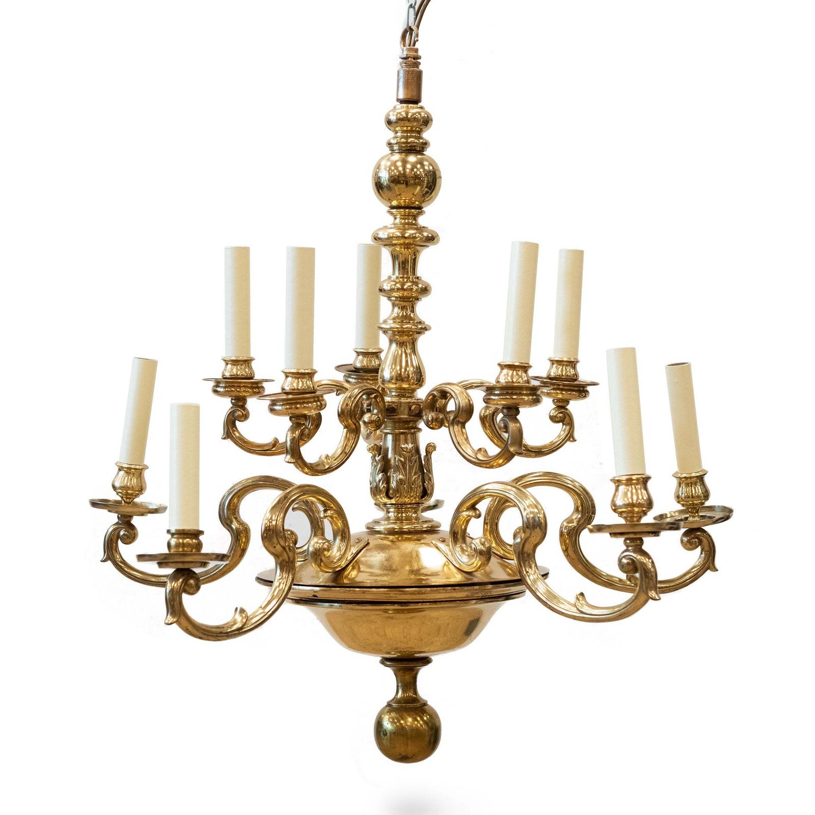 Reclaimed Dutch Style 2 Tier Brass Chandelier | 10 Arms