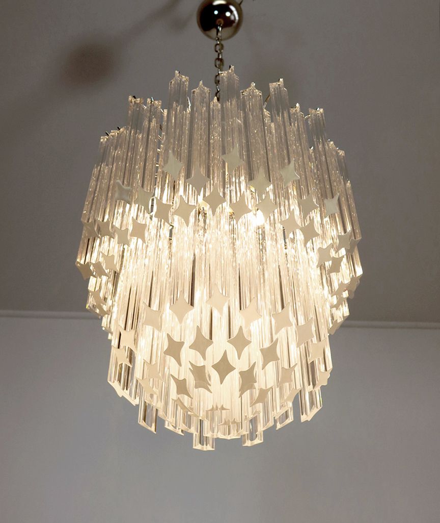 photo furniture Murano Big Chandelier   Venini Style – 107 Traparent Prism Quadriedri   Elena Model