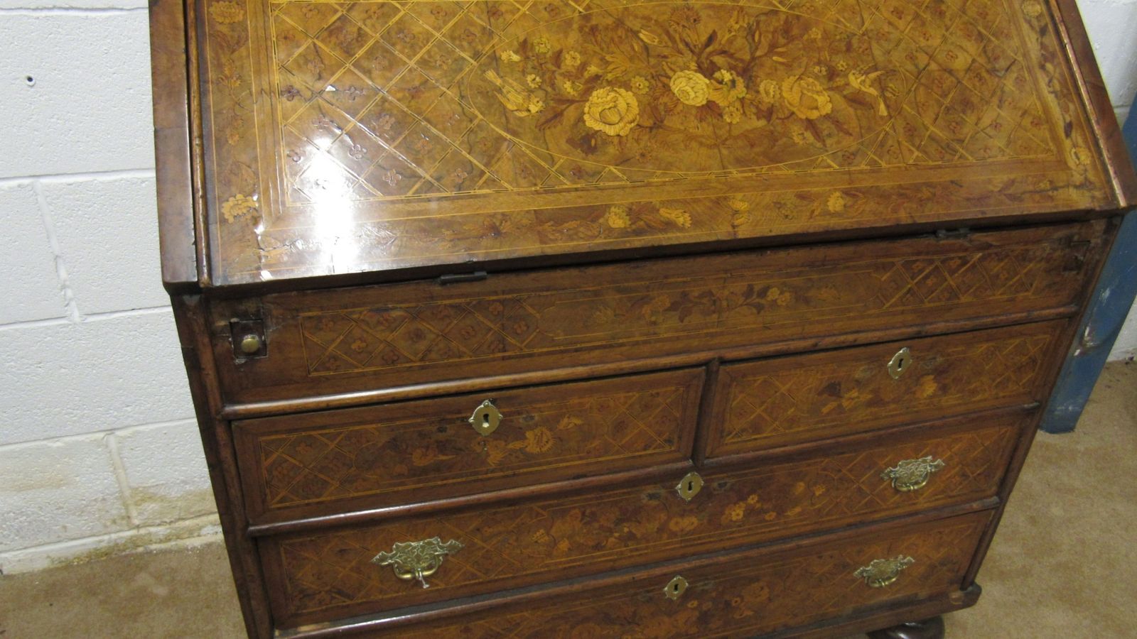 18thc Marquetry Buro Bookcase, 18th Century And Earlier photo vintage