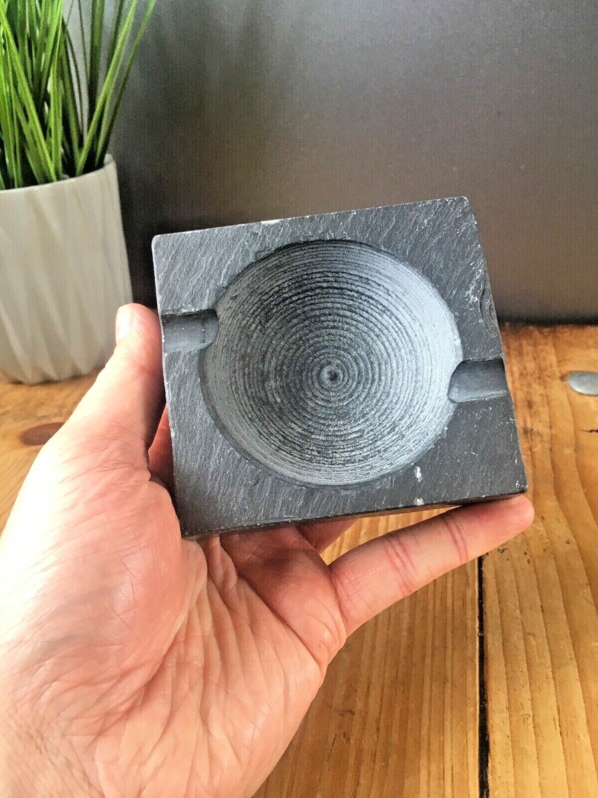 photo for sale Vintage Art Deco Style Welsh Folk Art Slate Ashtray Harlech Geometric Antique
