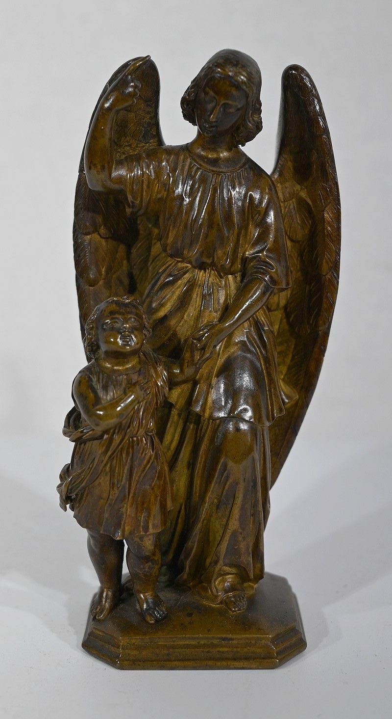 Patinated Bronze, “Child Led By An Angel” – 1900
