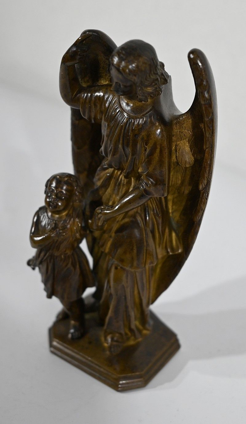 Patinated Bronze, “Child Led By An Angel” – 1900 photo for sale