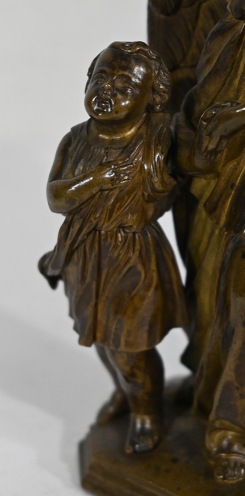 Patinated Bronze, “Child Led By An Angel” – 1900 photo vinterior