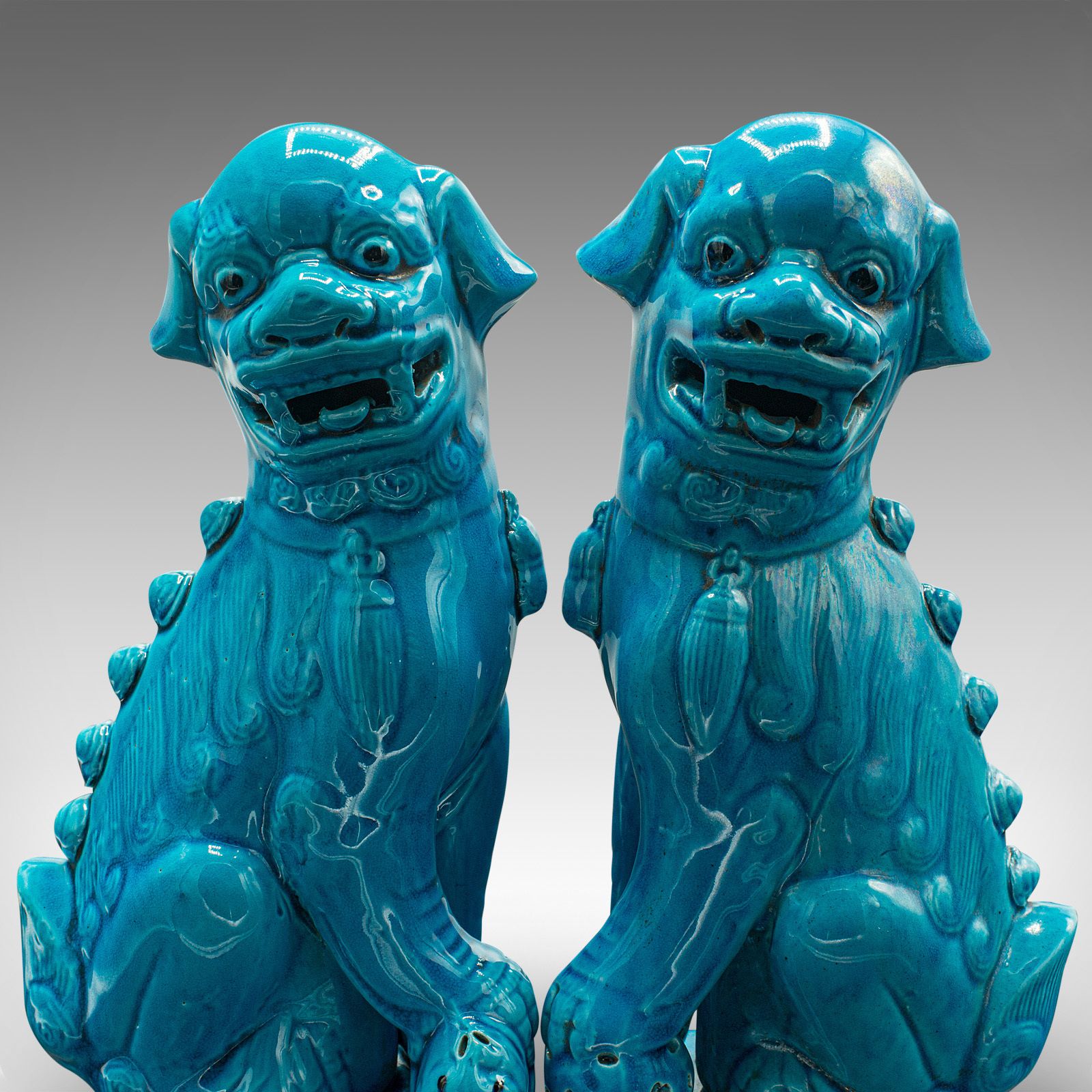 895.0 Pair Of Vintage Dog Statues, Dog Of Fo, Bookends, Circa 1940 photo