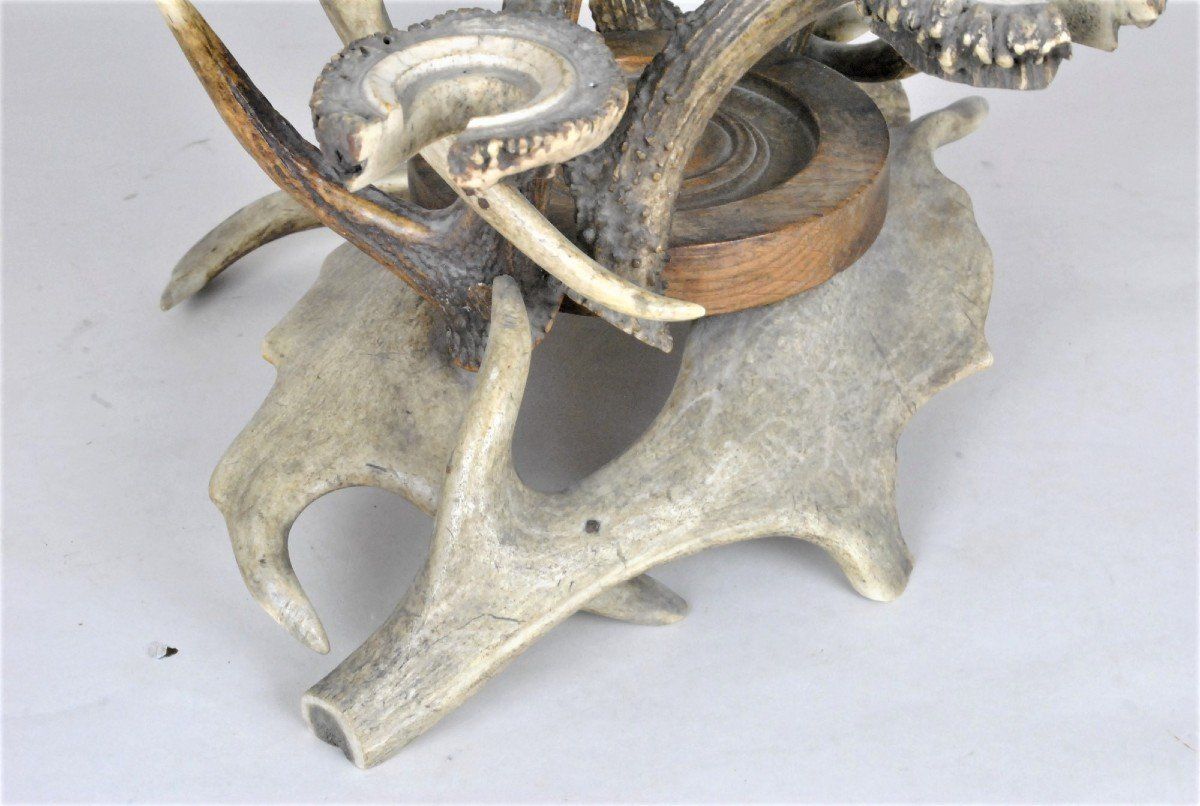photo furniture Glass Holder And Bottle In Horn, End Of The Xi Xth Century