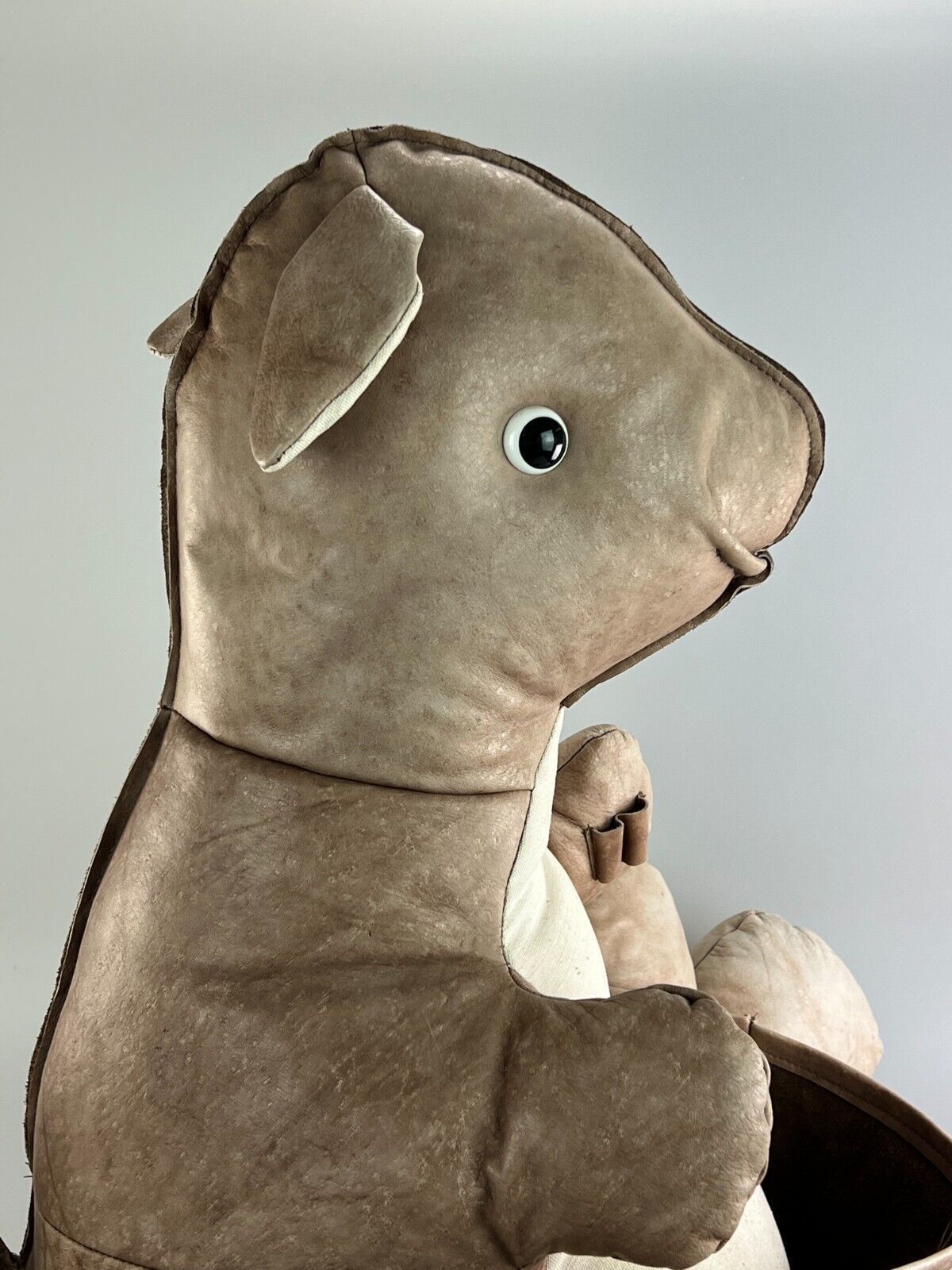 photo for sale 60's 70's Vintage Leather Kangaroo Newspaper Holder Newspaper Stands R Space Age