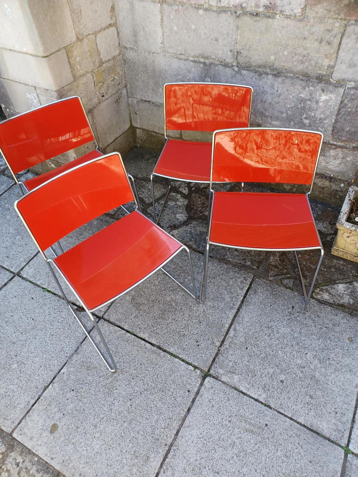 Red Spindle Chairs By Piero Lissoni For Poro