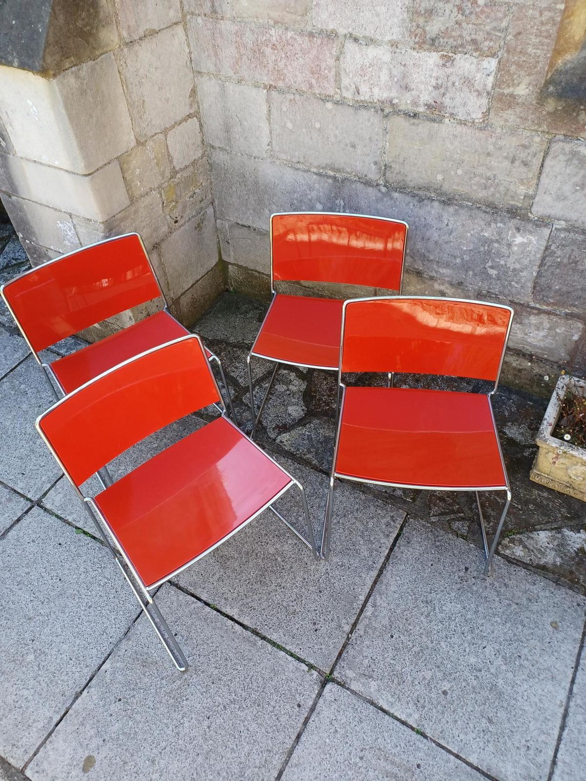 Red Spindle Chairs By Piero Lissoni For Poro photo vintage