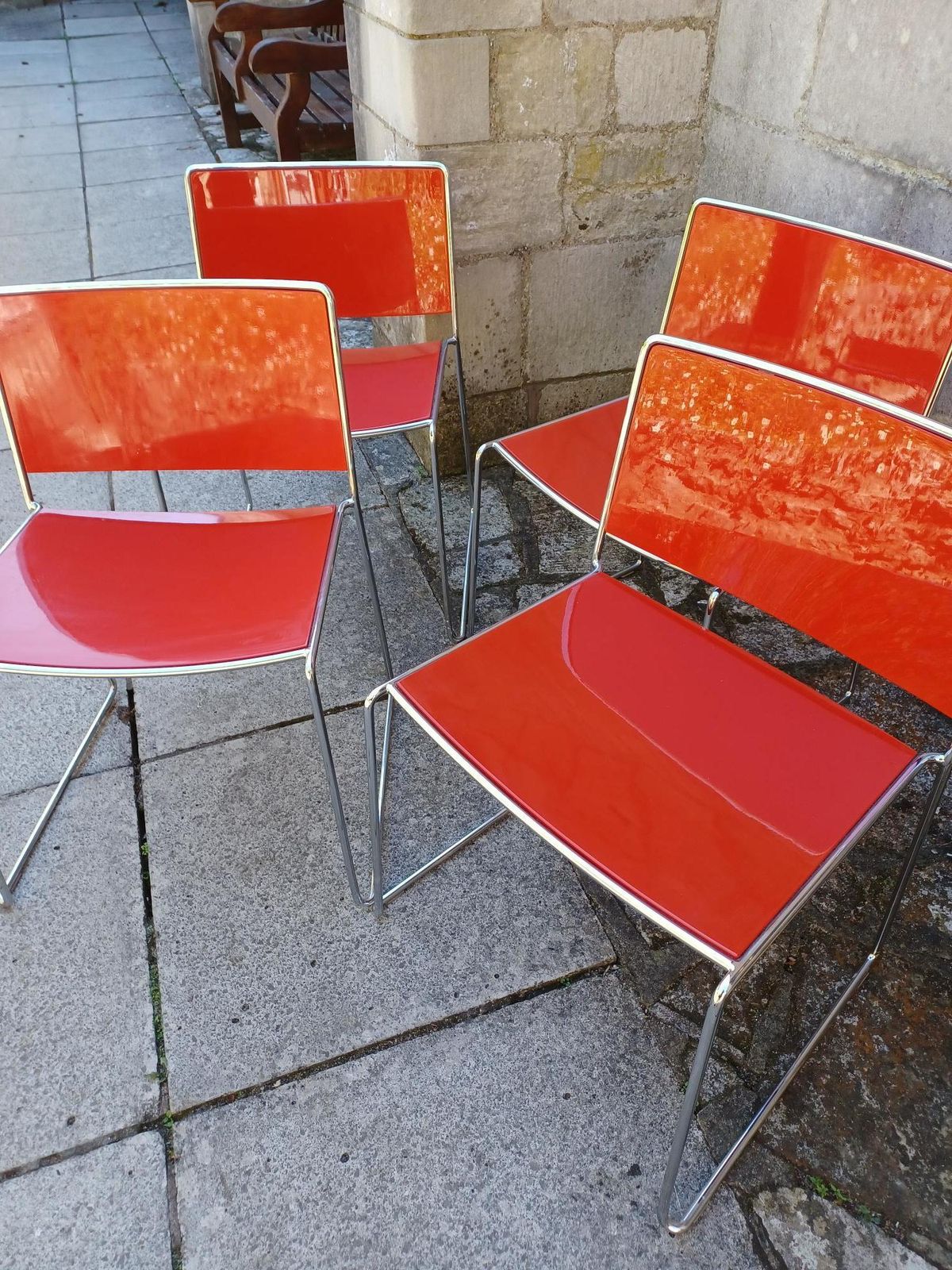 photo for sale Red Spindle Chairs By Piero Lissoni For Poro