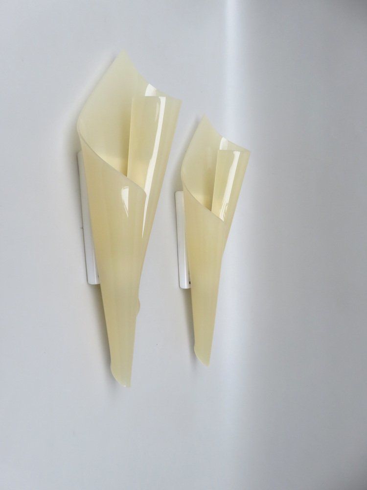 Xxl Acrylic Glass Wall Lights By Hanns Hoffmann Lederer For Hl Leuchten, 1960s, Set Of 2 photo for sale