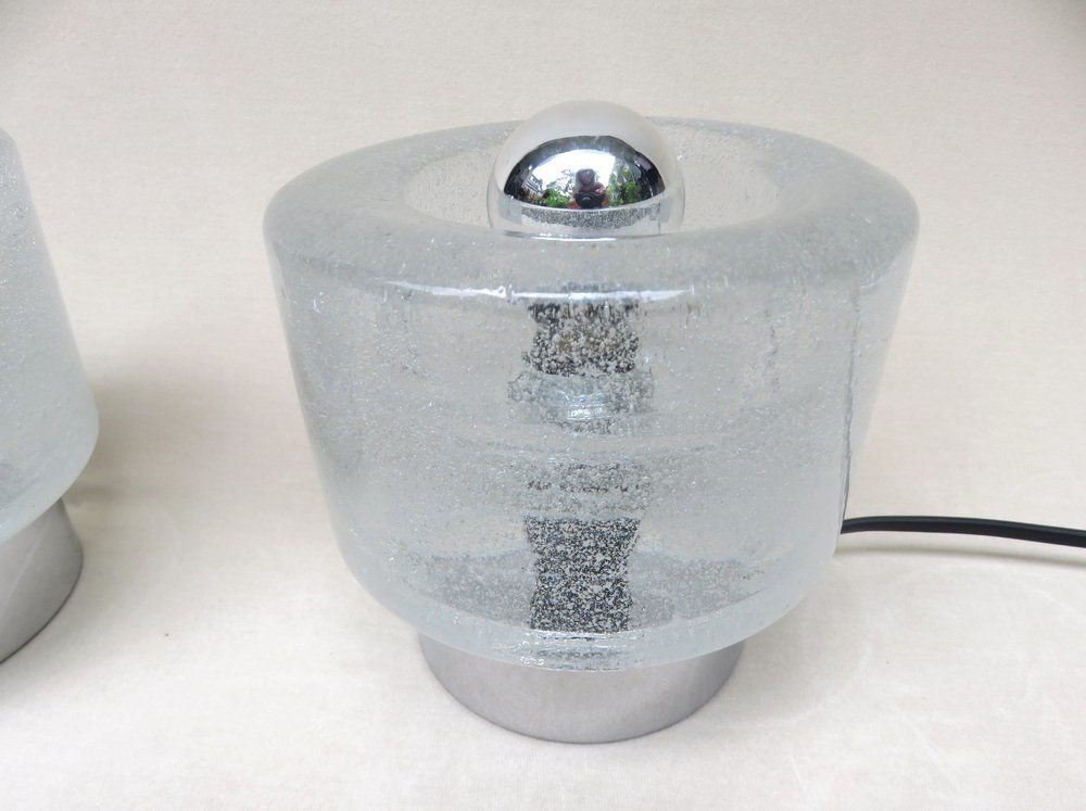 Small Space Age Table Lights In Chrome Plating And Bubble Glass From Peill & Putzler, Set Of 2 photo vinterior
