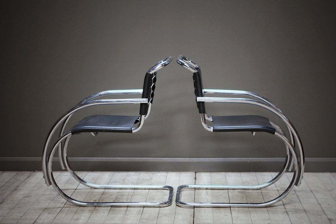 A Set Of Two Mr20 Cantilever Chairs By Mies Van De Rohe. photo furniture