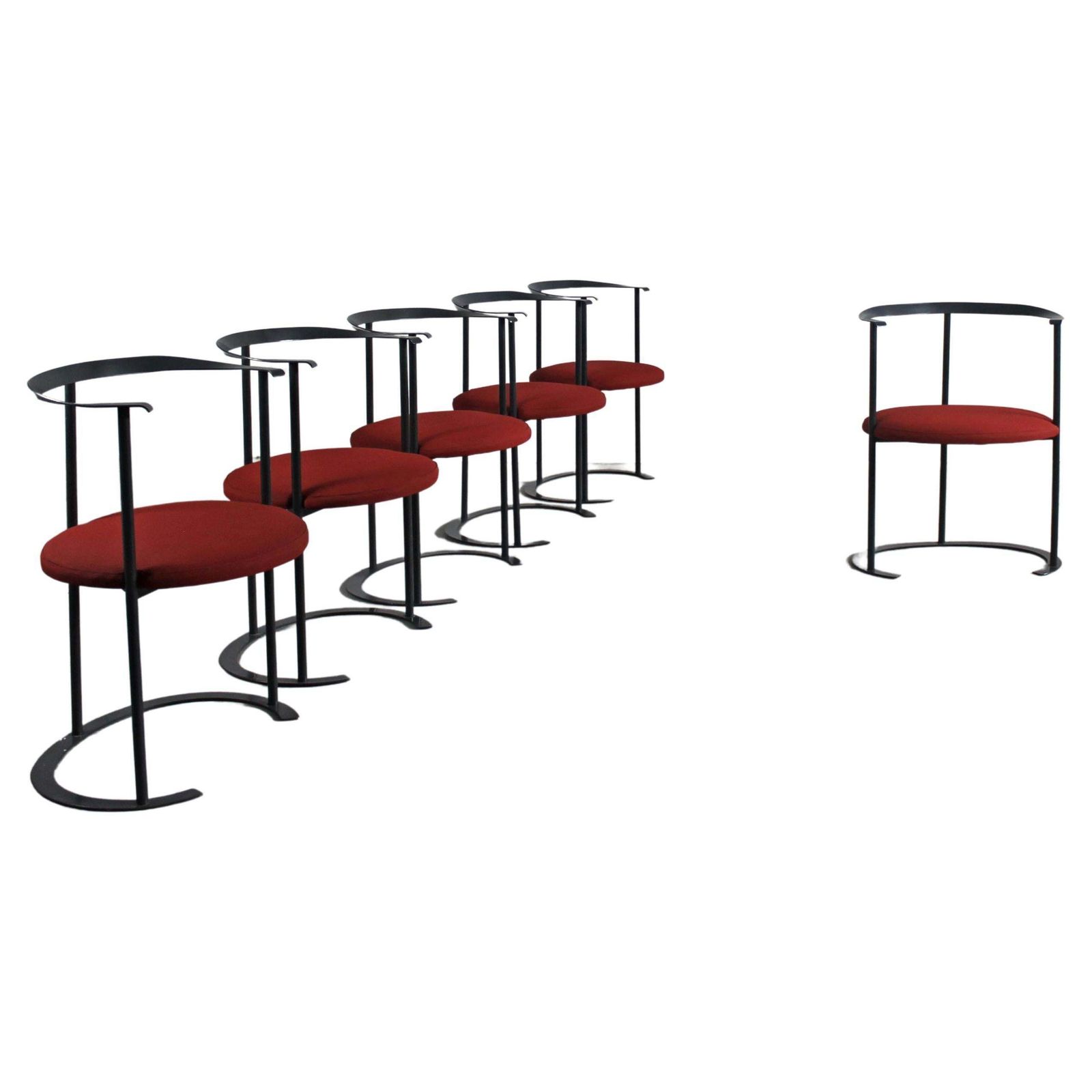 Set Of Six Red Catilina Chairs By Luigi Caccia Dominioni For Azucena 1958 Italy photo furniture