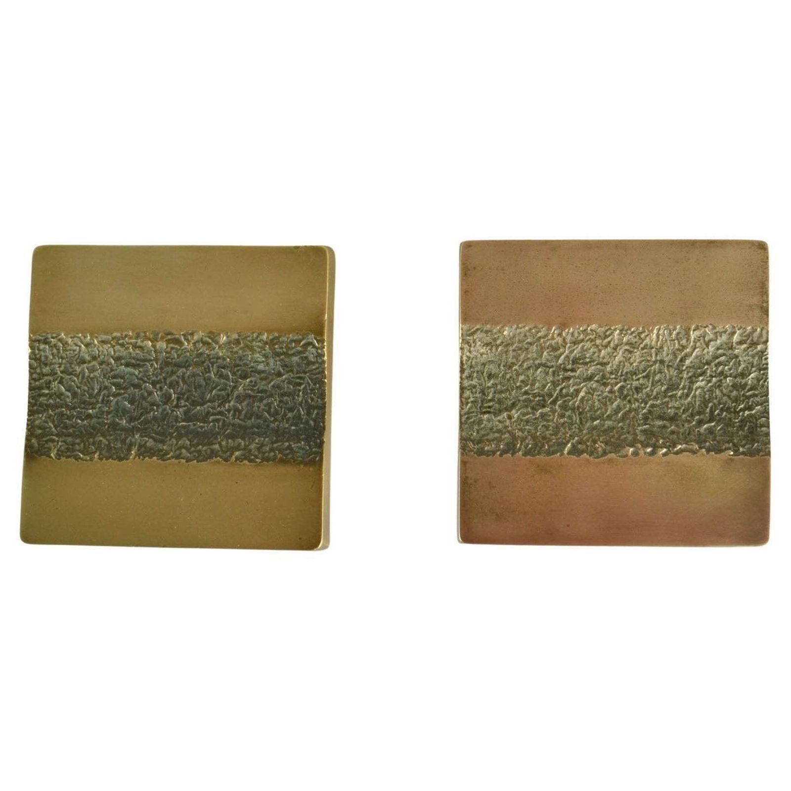 Push And Pull Bronze Door Handle Square With Central Brutalist Relief photo furniture