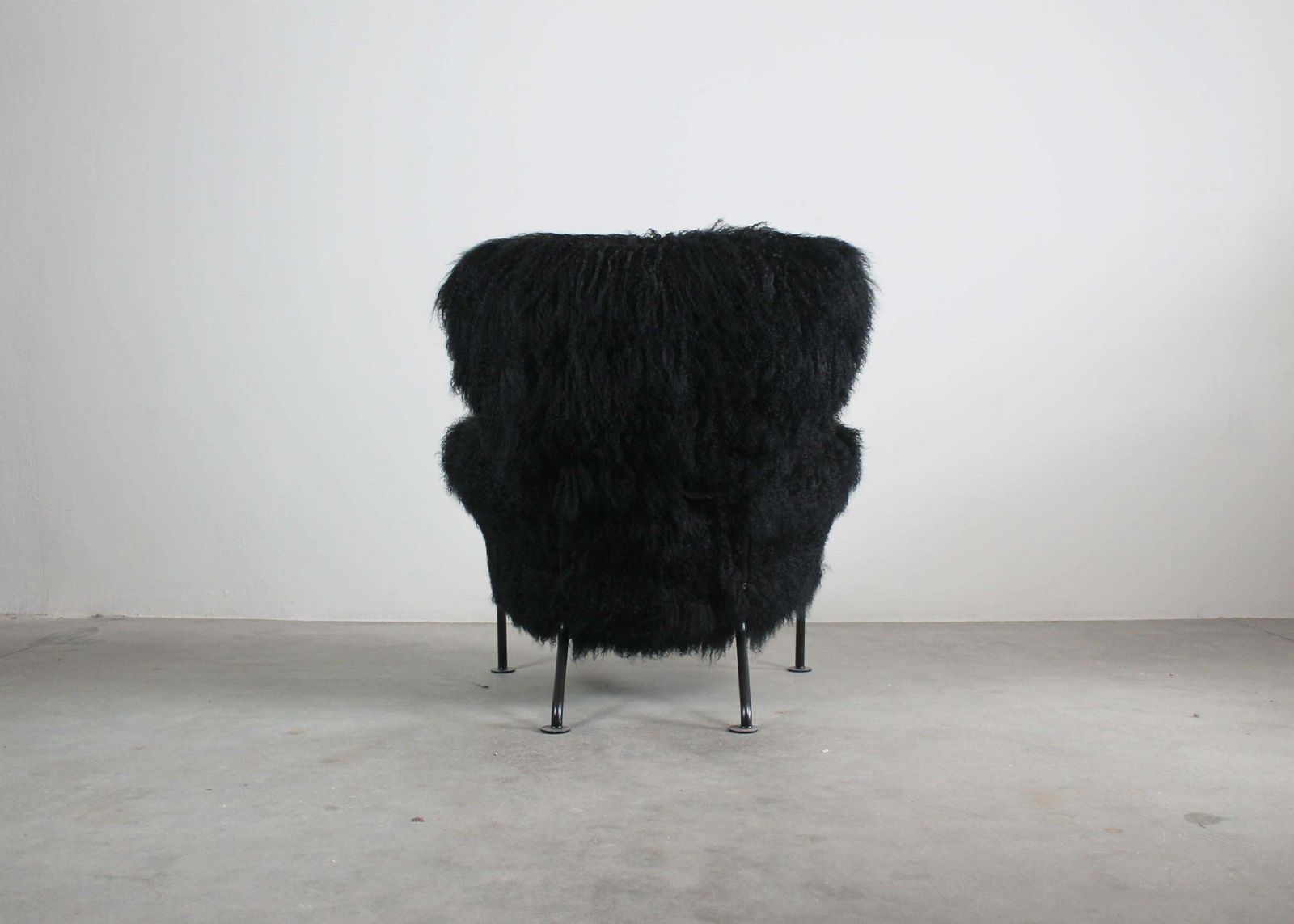 Franco Albini Pl19 Or Tre Pezzi Armchair In Black Mongolian Wool For Poggi Italy photo for sale