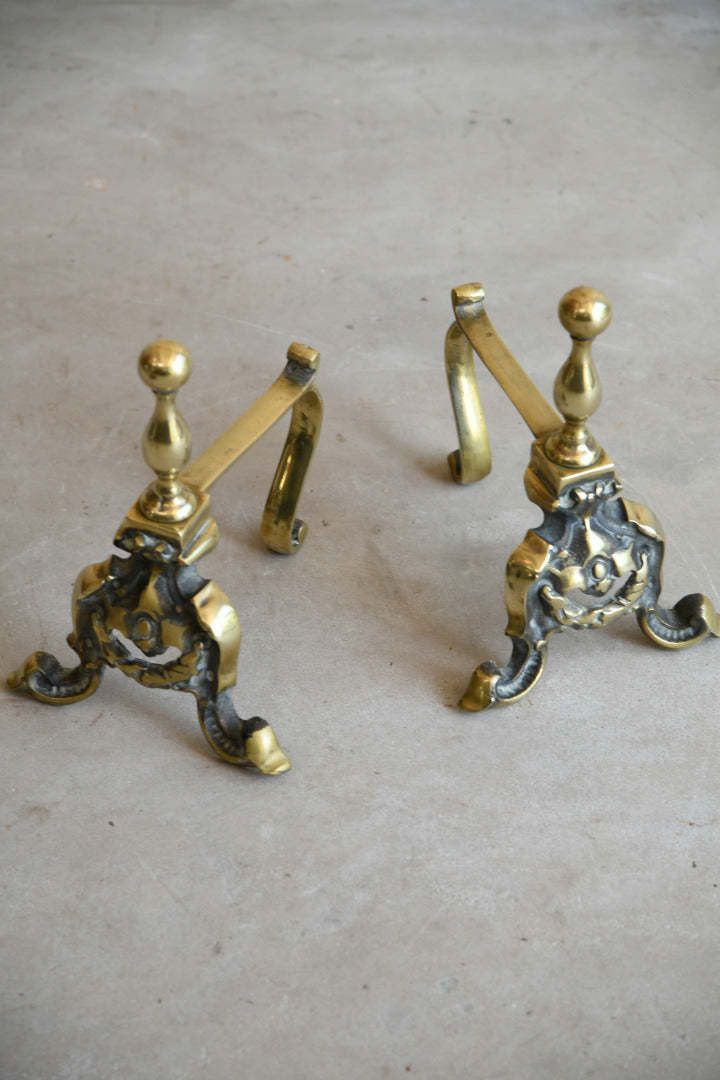 Antique Brass Poker Rests, 1800s photo for sale