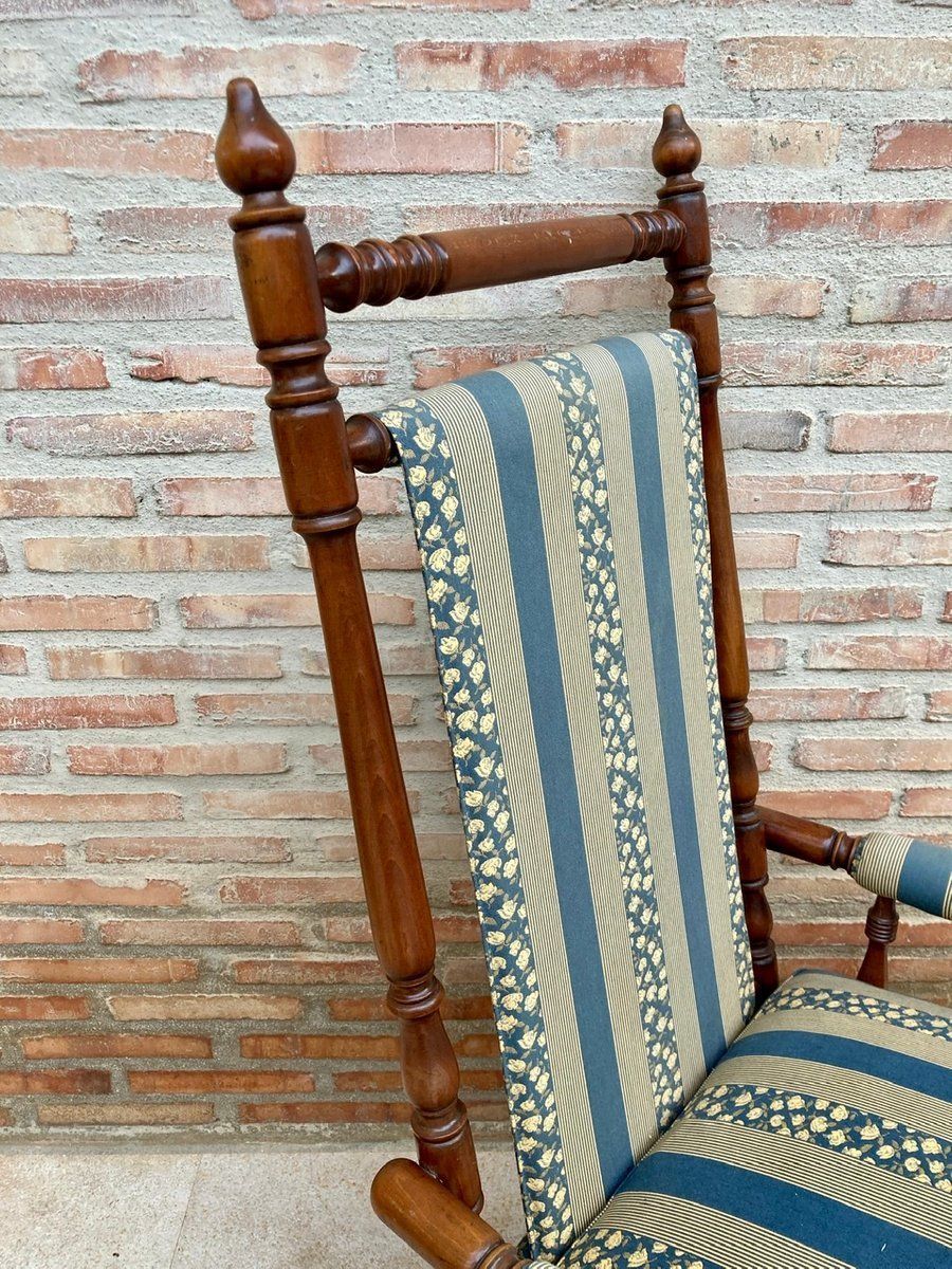 photo for sale Spanish Rocking Chairs In Carved Walnut, 1960, Set Of 2