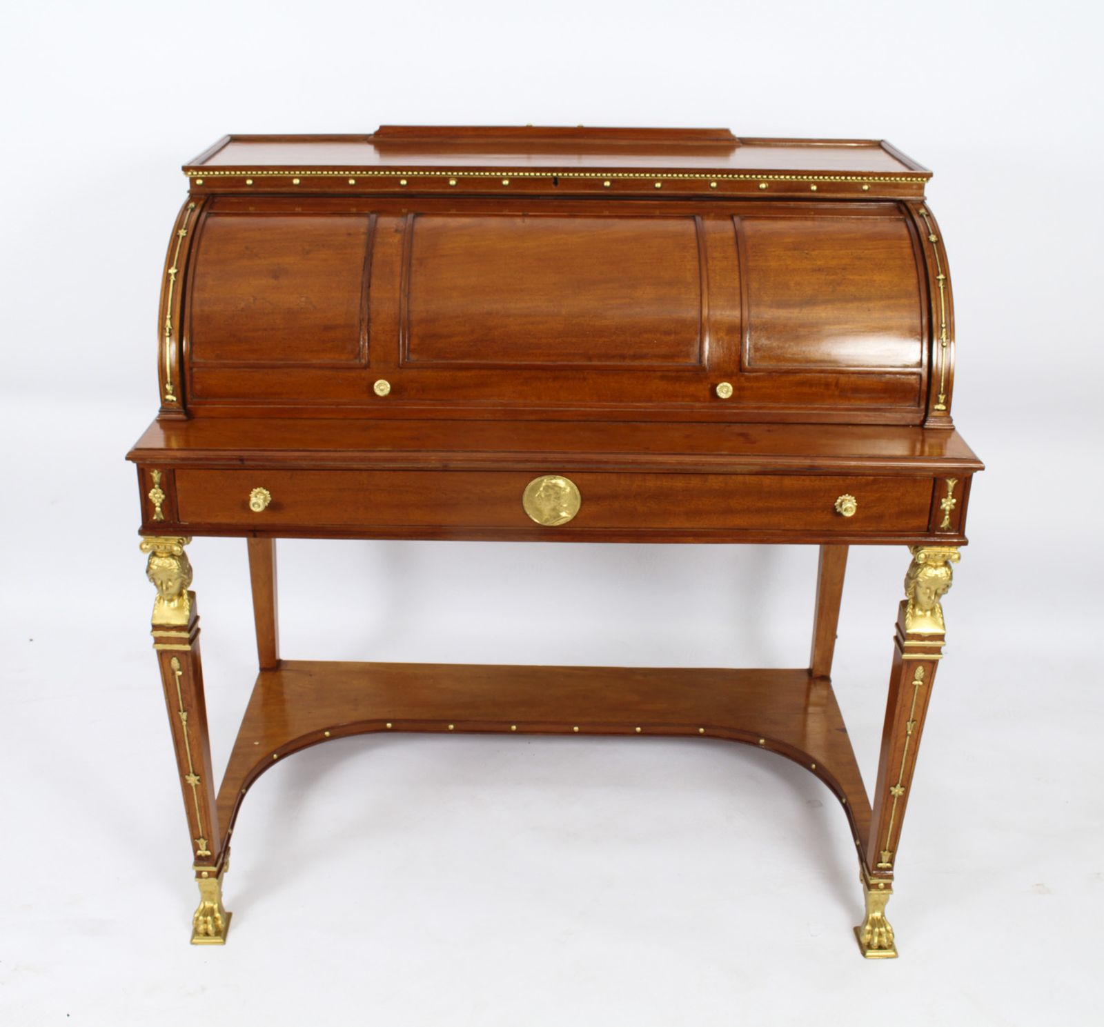 Antique French Empire Revival Cylinder Bureau  C1880  19th C photo vintage
