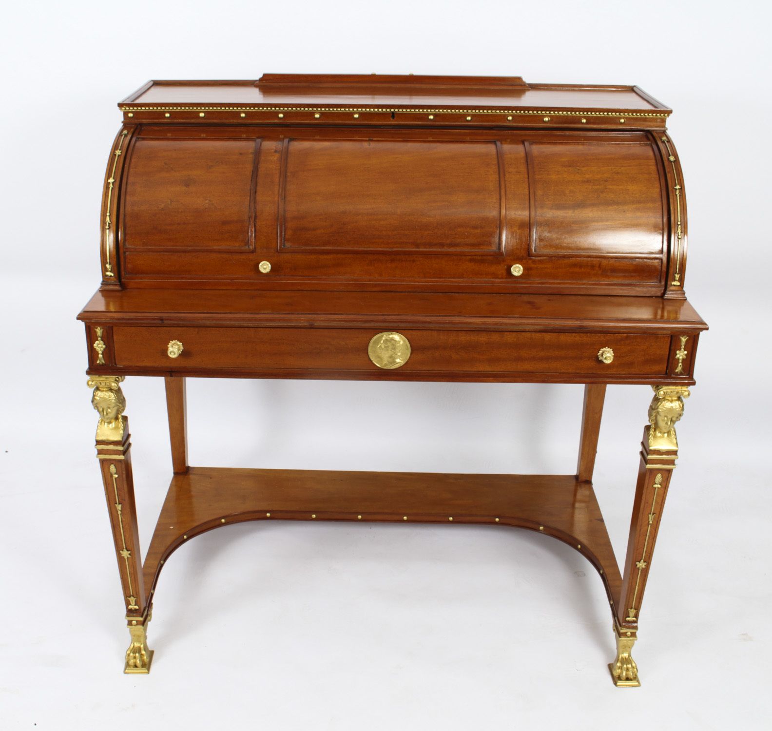 photo vintage Antique French Empire Revival Cylinder Bureau  C1880  19th C