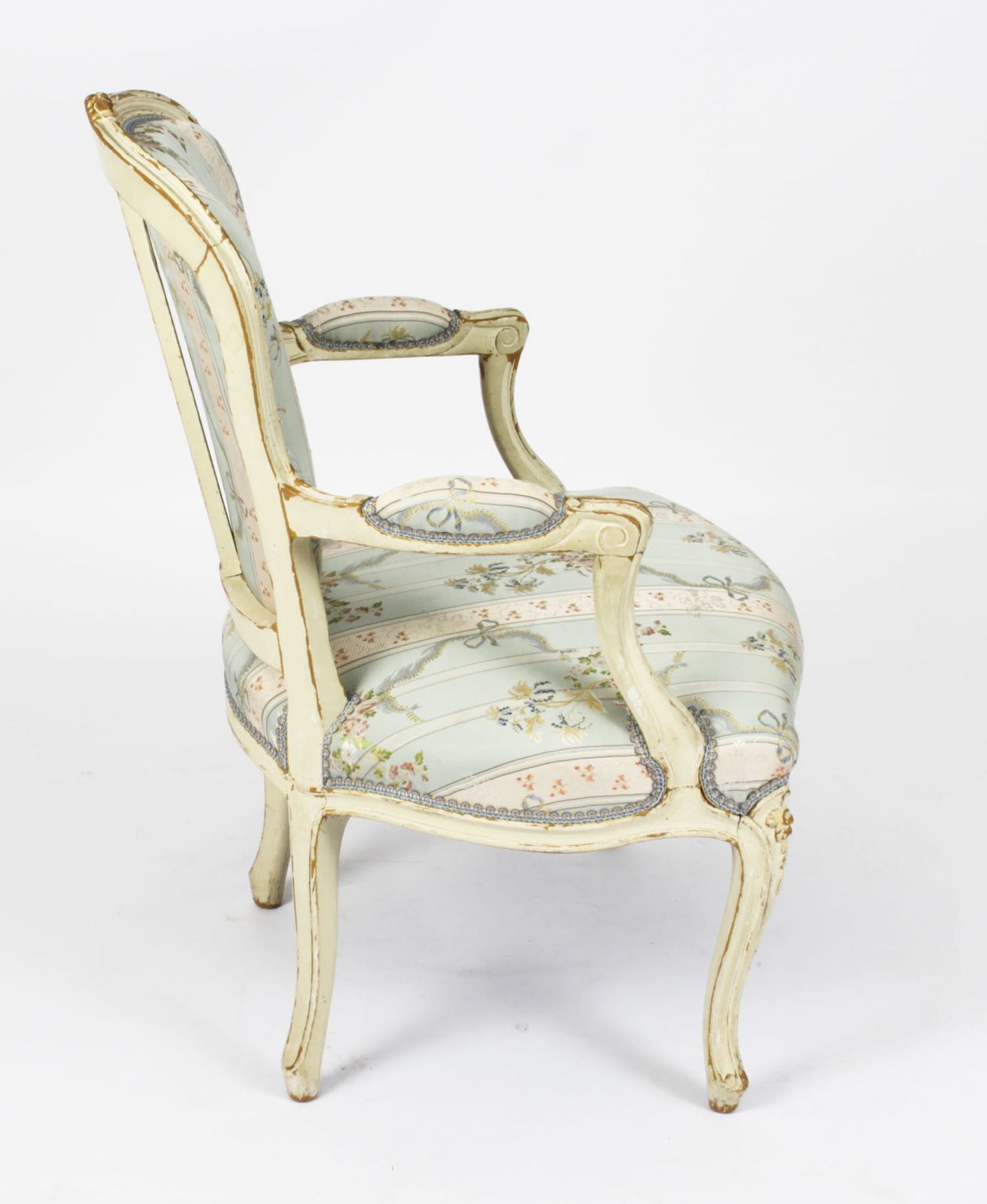 Pair Shabby Chic Louis Revival French Painted Armchairs 19th  Century photo 1100.0