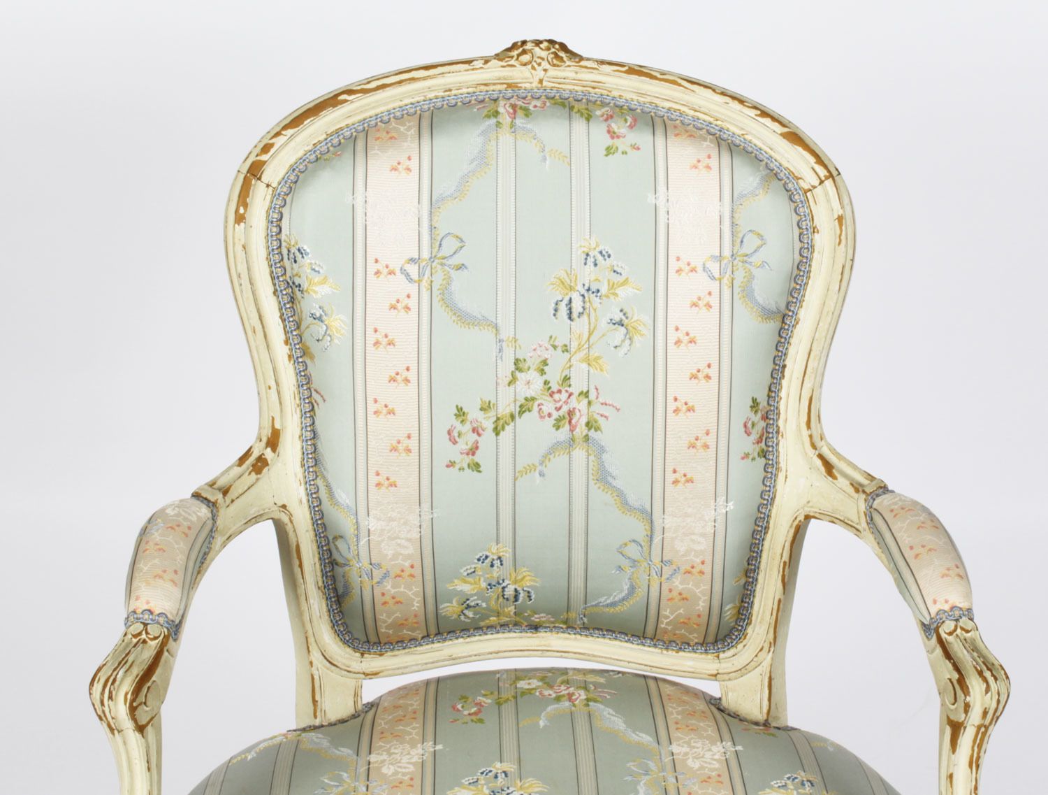 Pair Shabby Chic Louis Revival French Painted Armchairs 19th  Century photo buy