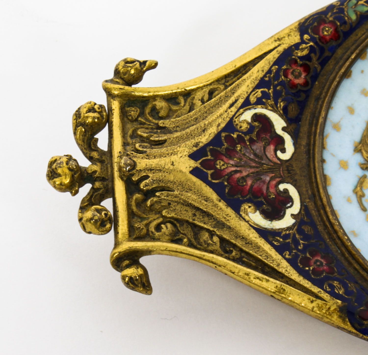 Antique French Ormolu & Champleve Enamel Pin Tray 19th Century photo Home Decor