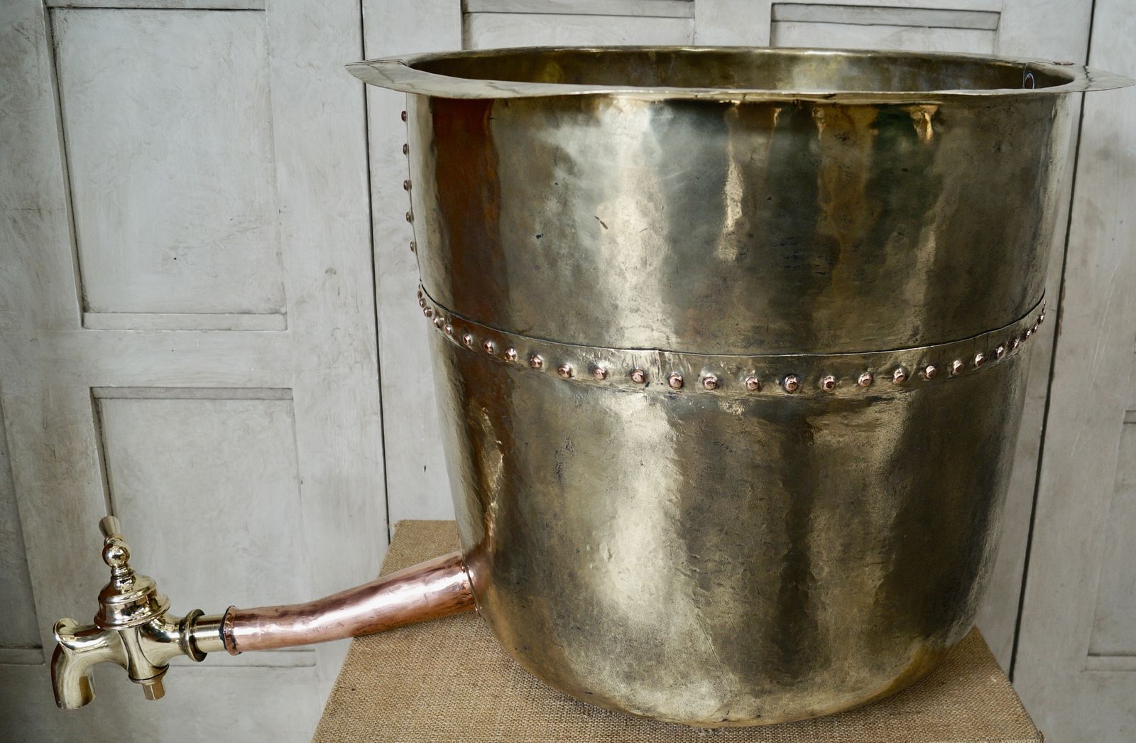photo furniture Antique French Brass & Copper Wine Still