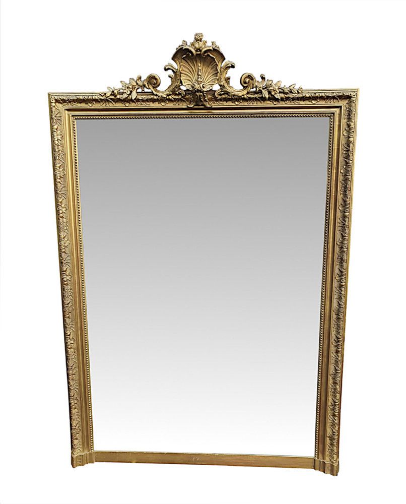 A Very Fine 19th Century Giltwood Overmantle Or Hall Mirror