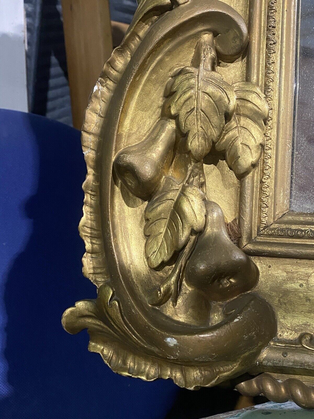 Large Antique French Baroque Style Overmantel Carved Gilt Gold Mirror photo 1995.0