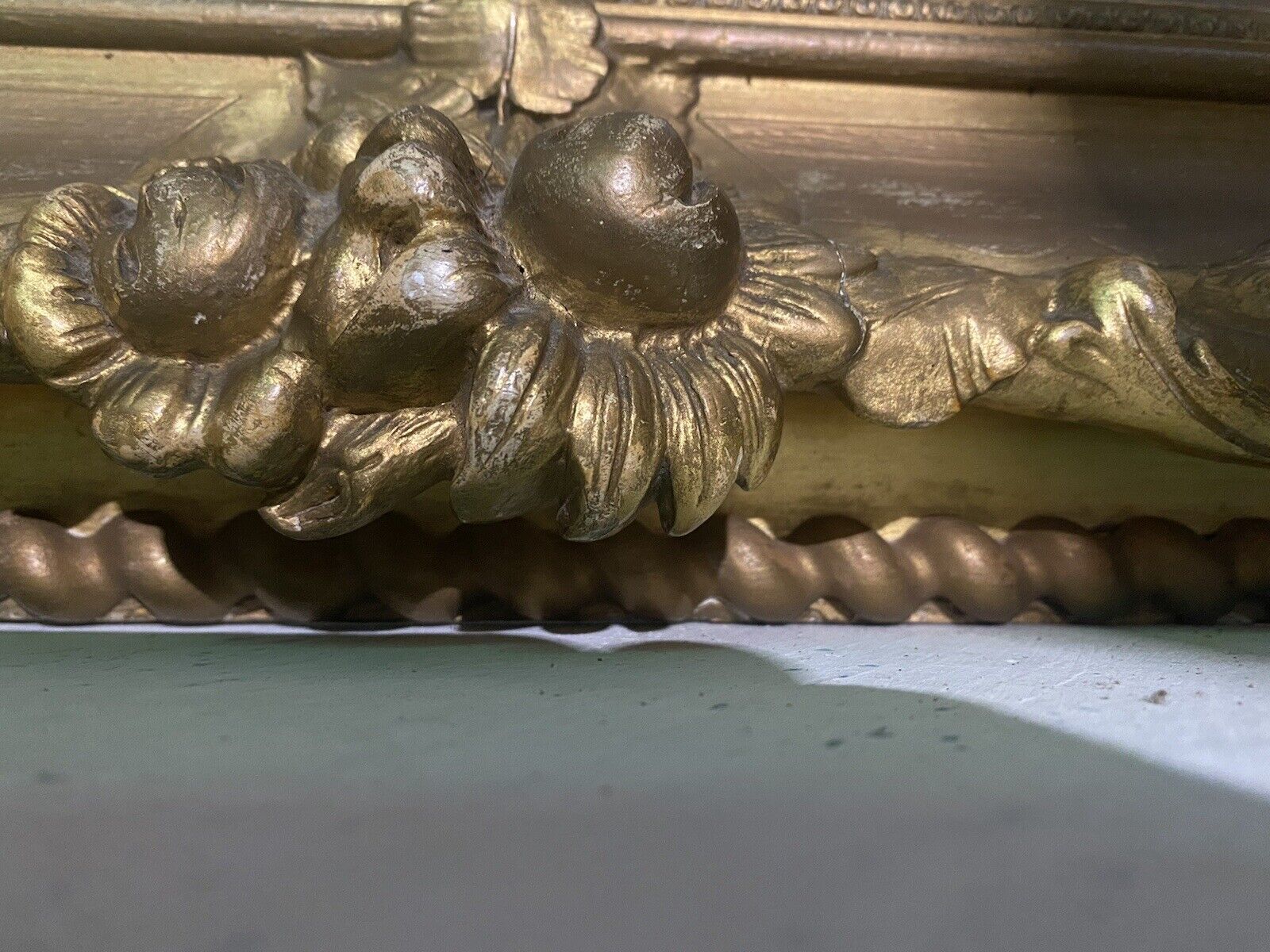 Large Antique French Baroque Style Overmantel Carved Gilt Gold Mirror photo buy