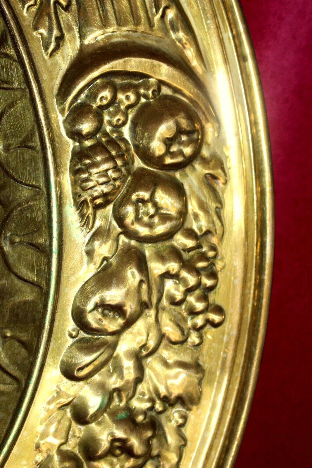 Large Vintage French Brass Wall Plaque 19th C. Home Portrait Heat Resistant photo vinterior