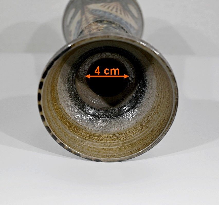 515.0 Salt Sandstone Vase Signed Jc. Courjault For Keraluc Quimper  1960 photo
