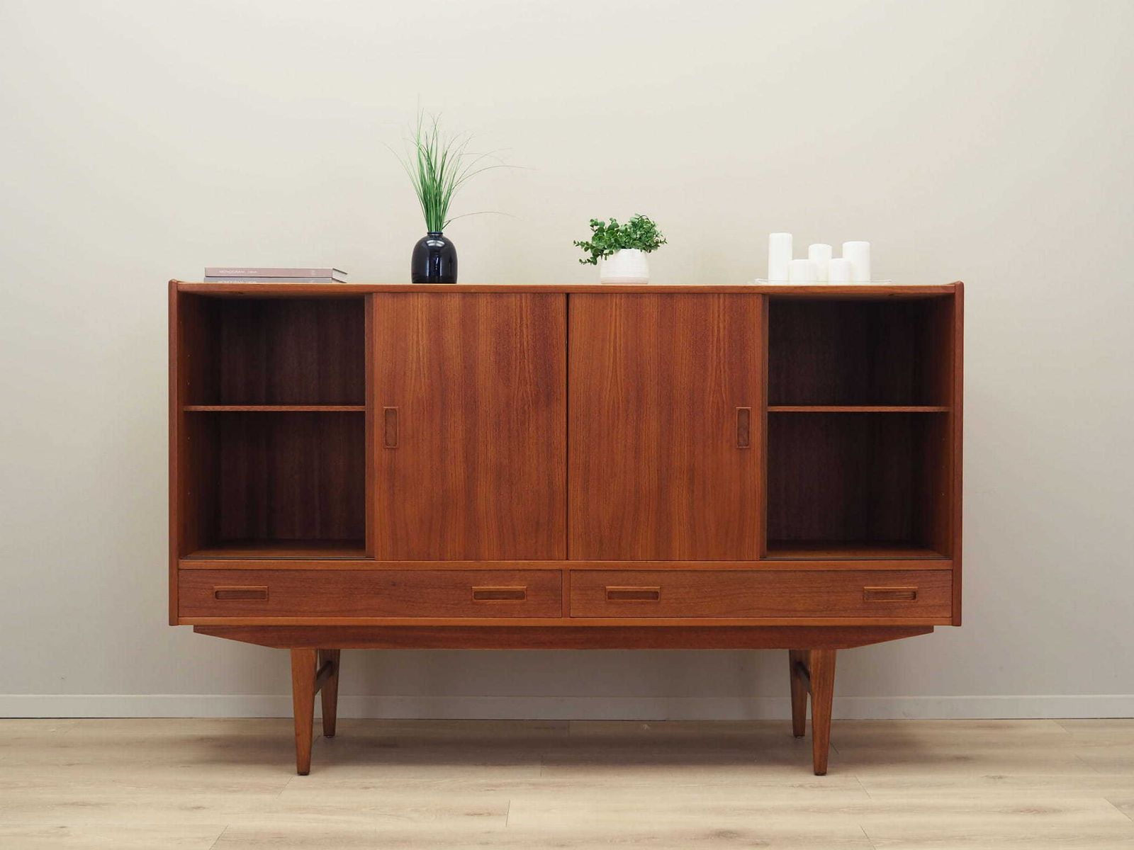 Teak Highboard, Danish Design, 1970s, Manufactured By Børge Dam photo for sale