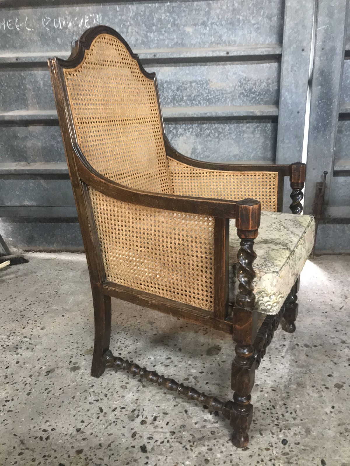 Antique Oak Jacobean Style Bergere Chair photo Furniture