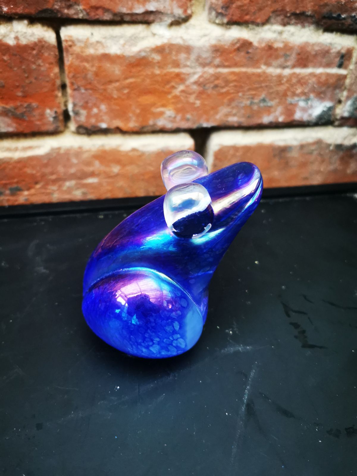 John Ditchfield Art Glass Irredescent Frog Paperweight photo for sale