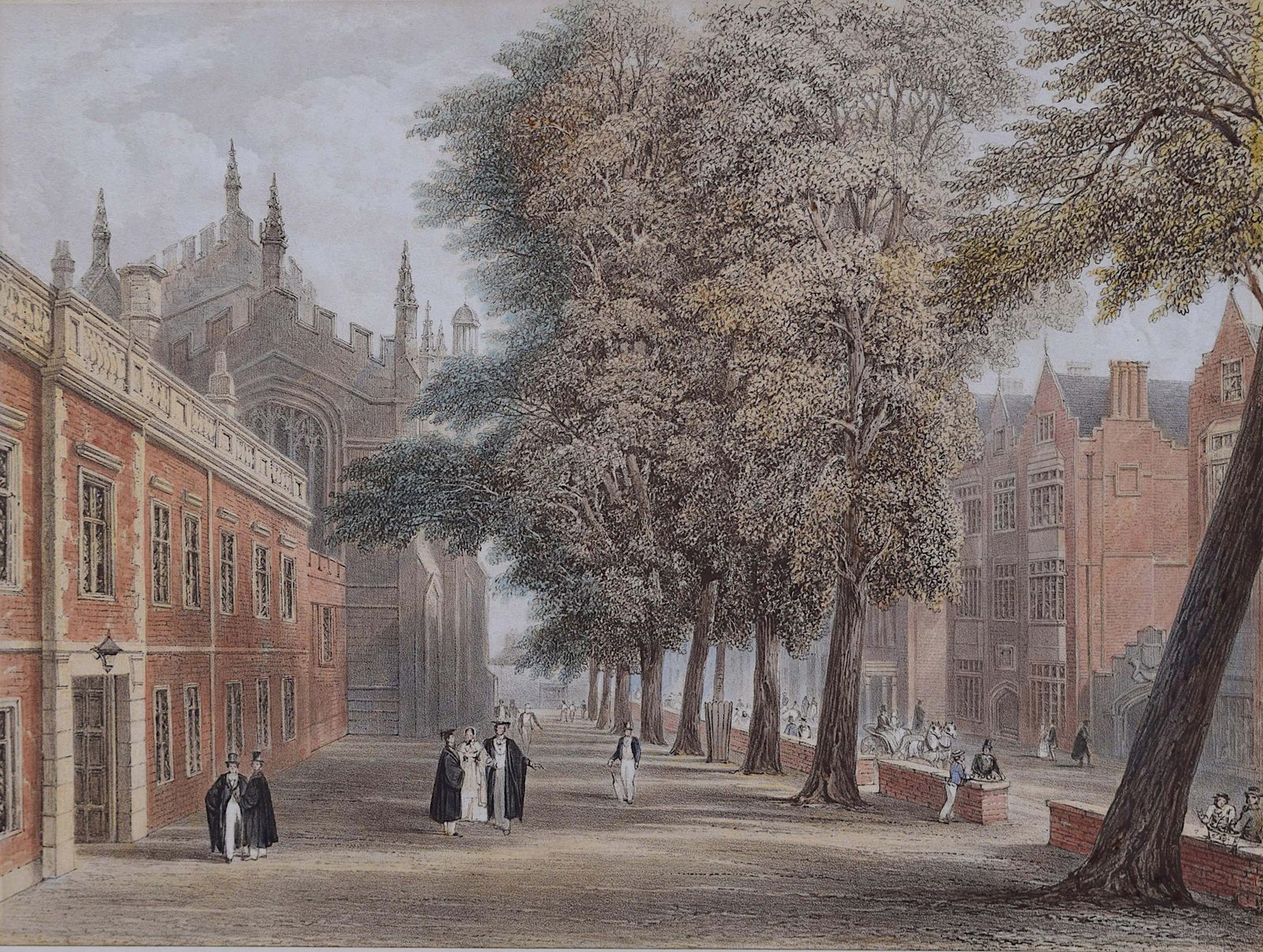Eton College 19th Century Victorian Lithograph 19th Century